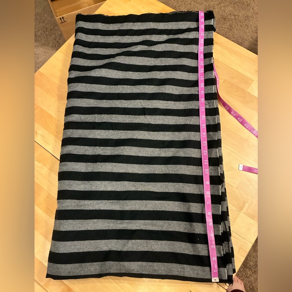 Striped Black and Gray Herringbone Fabric